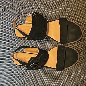 Black Adjustable Wedge Heels